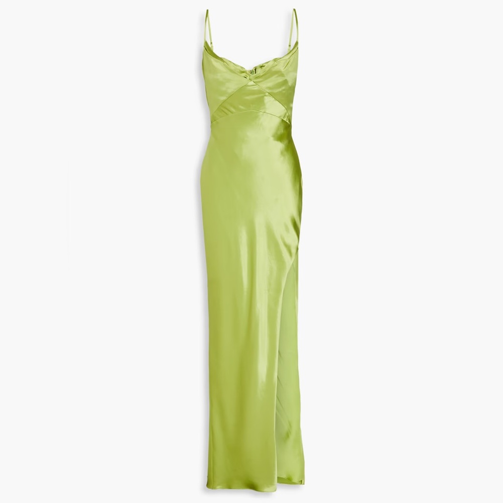 Nicholas Ariah Satin Maxi Dress Neon Green